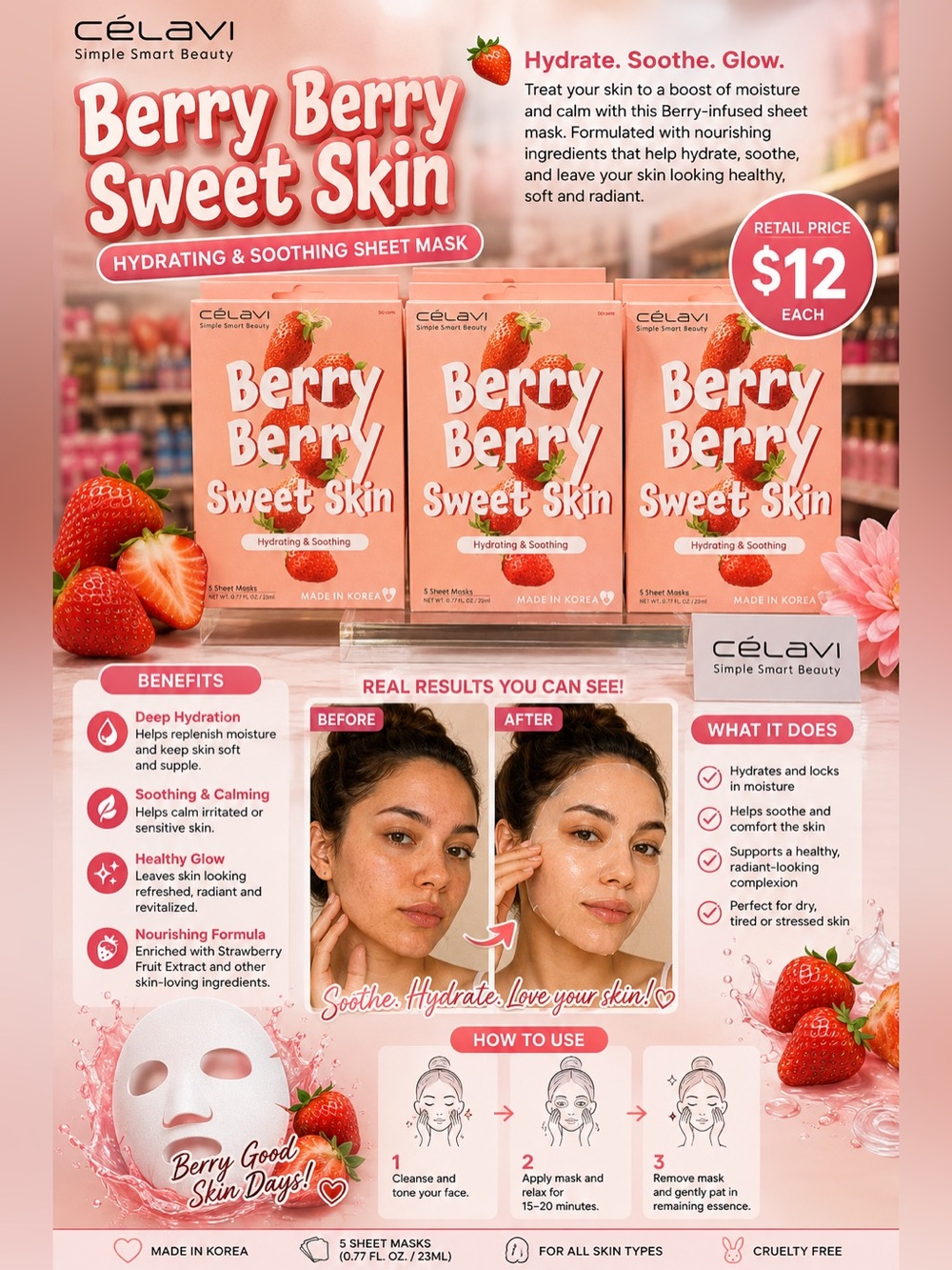 Berry Berry Sweet Skin Hydrating & Soothing Sheet Mask (5)